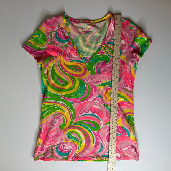 Lilly Pulitzer Womens Michele Top All Nighter V-Neck T-Shirt‎ Sz XS Psychedelic - Picture 9 of 10